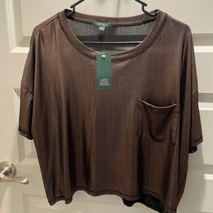 Target Wild Fable Sheer Metallic Brown Crop Top Size XL